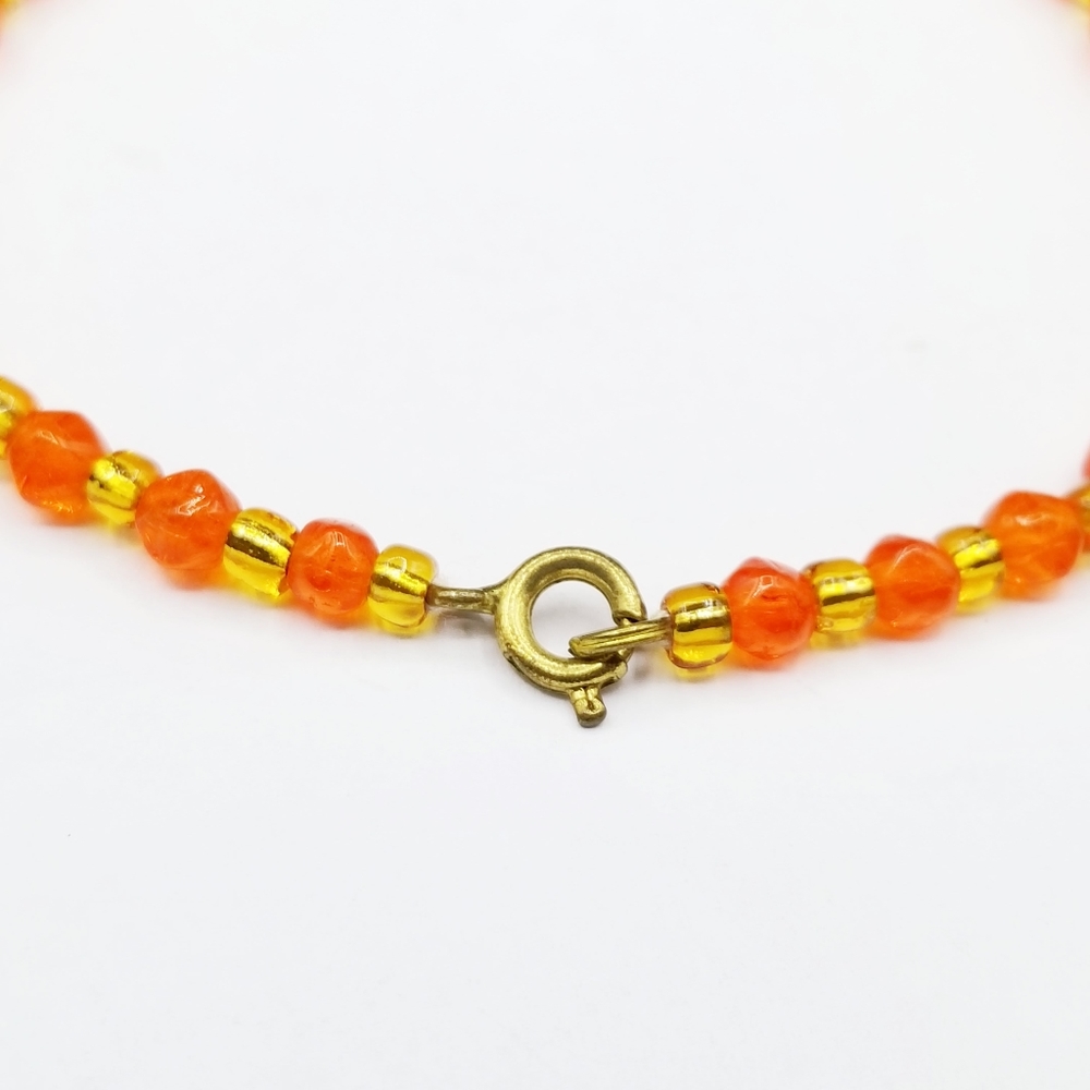 Vintage Orange Czech glass deco beaded necklace - Picture 5 of 7